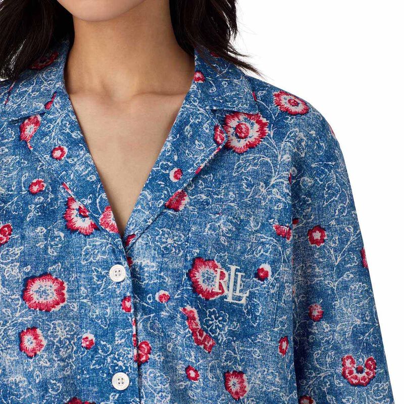 Lauren Ralph Lauren Cotton Lawn 3/4 Sleeve Notch Collar Pajama image number 2